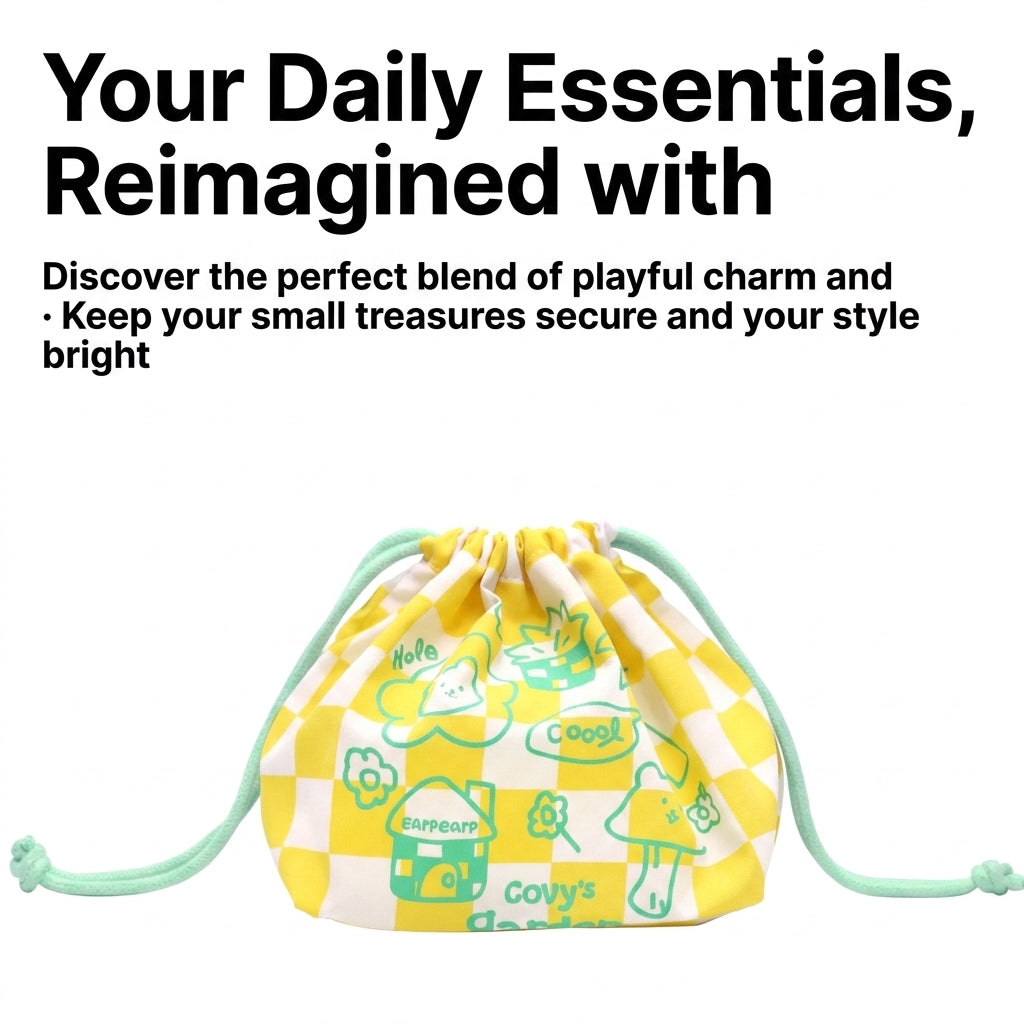 Covy Garden Yellow Drawstring Pouch Bag