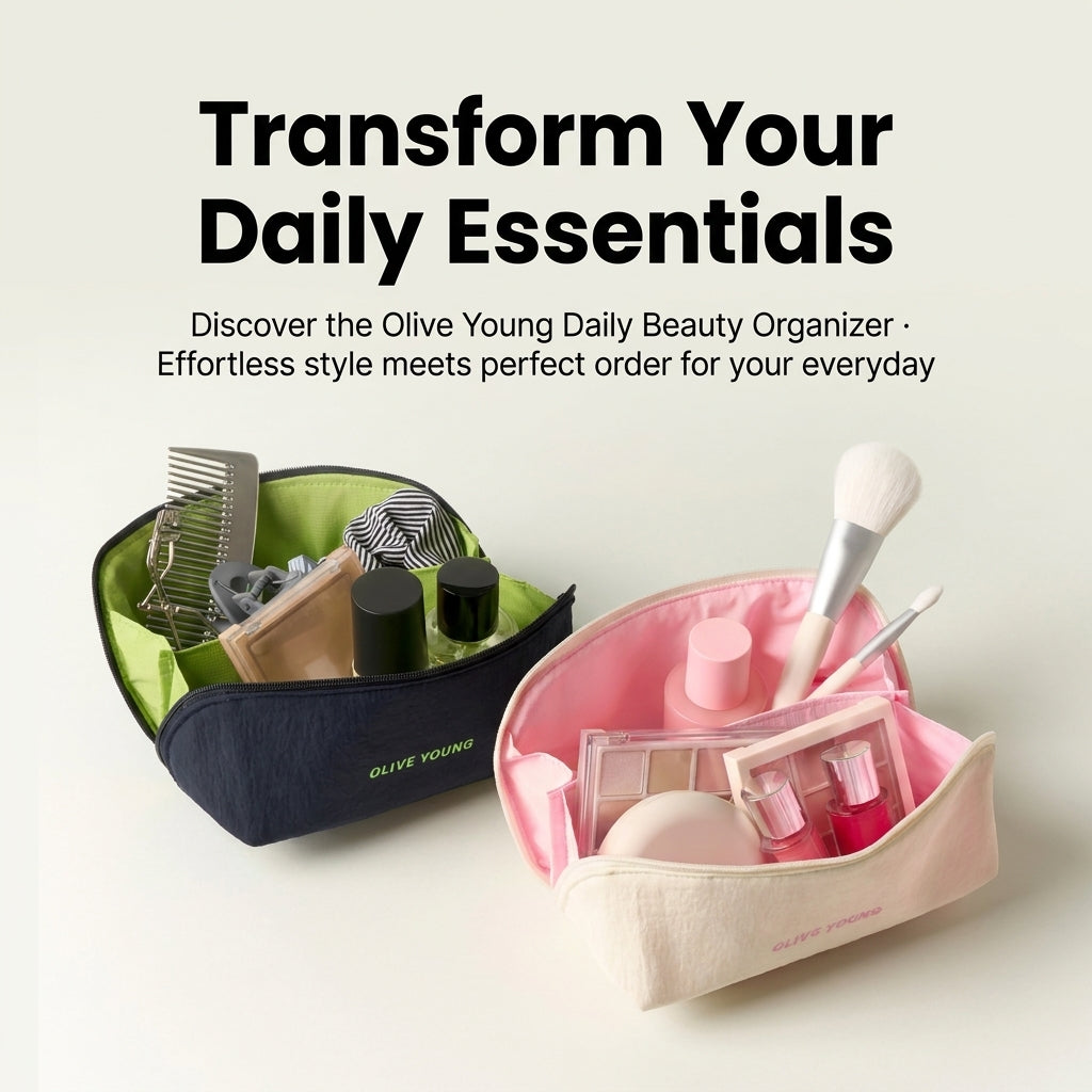 Olive Young Daily Beauty Organizer Set (Navy/Ivory) Cosmetic Storage