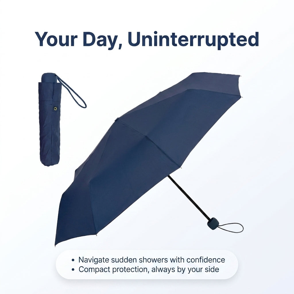 Olive Young Compact Navy Manual 3-Fold Umbrella