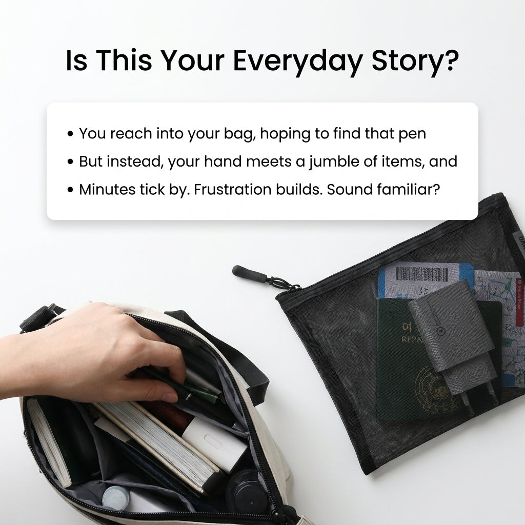Simple Life B6 Black Mesh Pouch Organizer