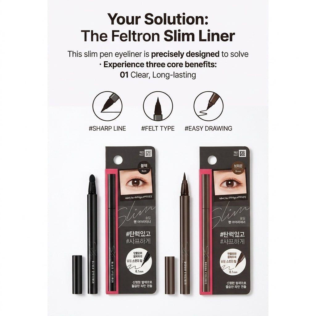 Olive Farm Felt Slim Eyeliner Pen Set (2-Pack)