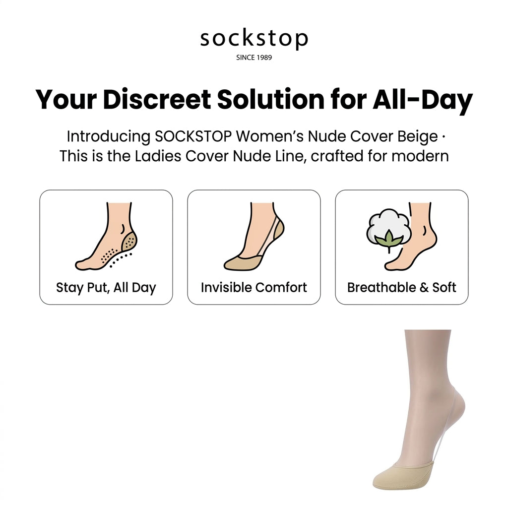 Socks Stop Women's Nude Beige No-Show Foot Covers