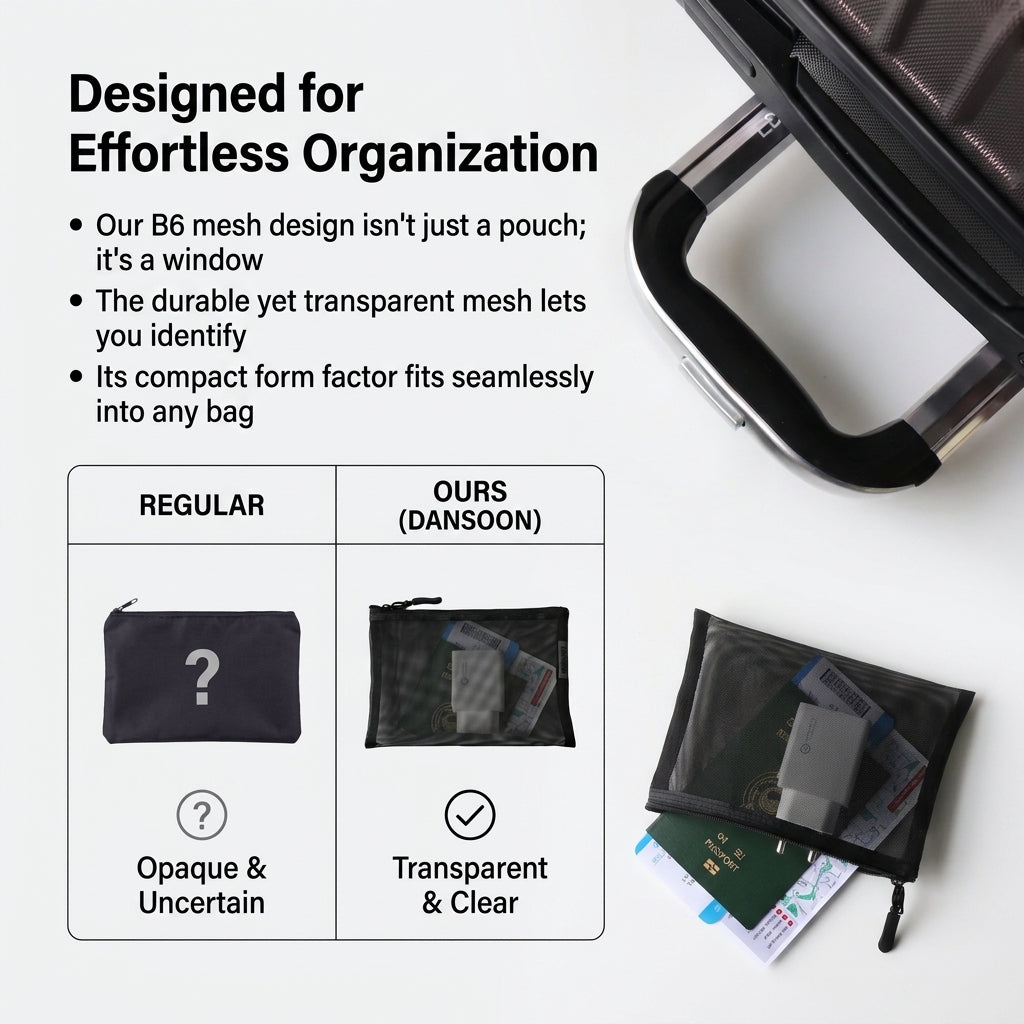 Simple Life B6 Black Mesh Pouch Organizer