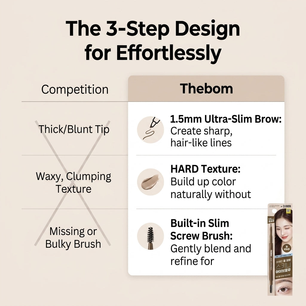 The Bom Slim Eyebrow Pencil for Defined Brows