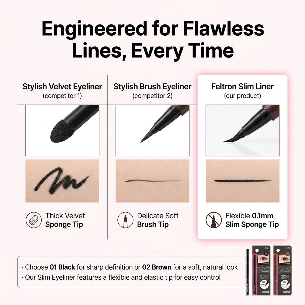 Olive Farm Felt Slim Eyeliner Pen Set (2-Pack)