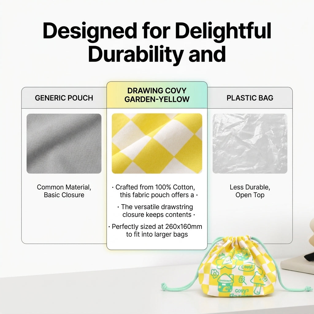 Covy Garden Yellow Drawstring Pouch Bag