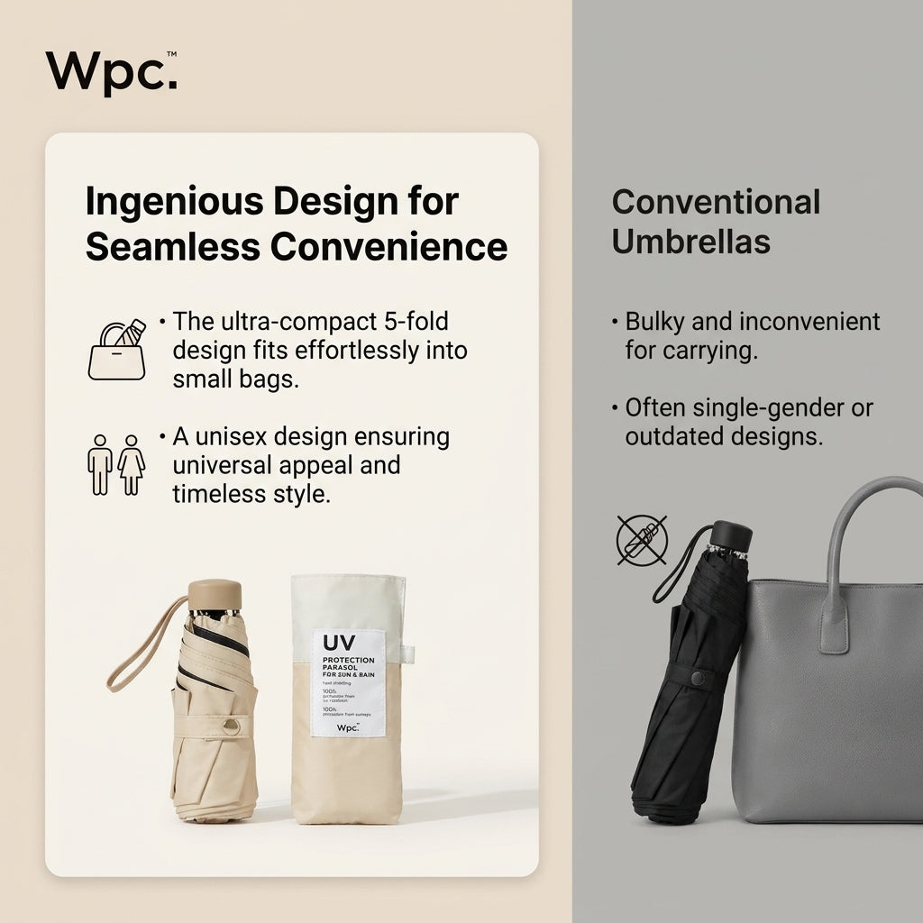 Wpc. Compact 5-Fold Unisex Sun Rain Umbrella (801-16702-102)