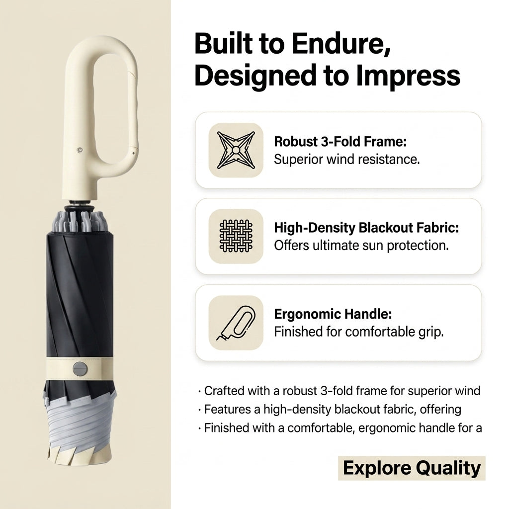 Pastella PS12 Automatic Reverse Blackout Umbrella - Grey/Beige/Blossom