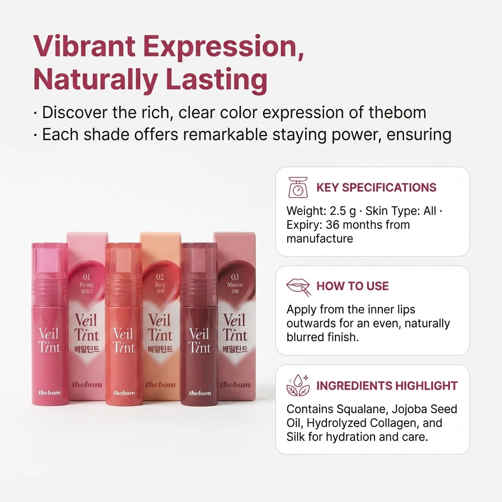 The Bom Veil Tint Lip Stain for Natural Look