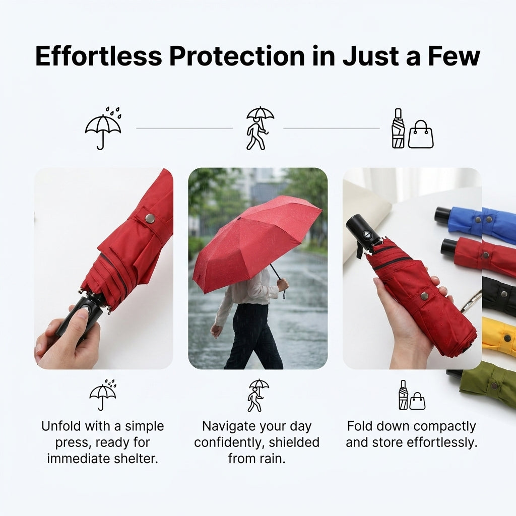 Songwol SW 3-Fold Plain Color Umbrella - Compact & Stylish (5 Colors)