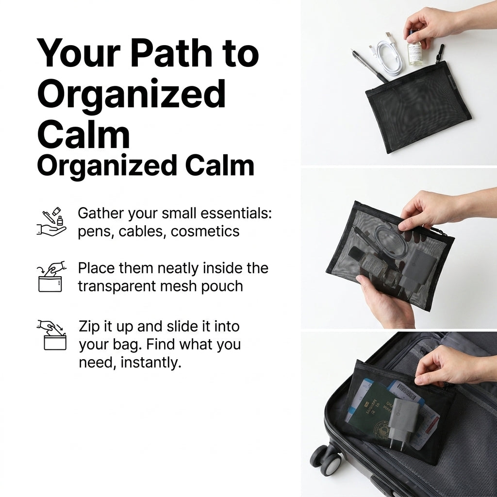 Simple Life B6 Black Mesh Pouch Organizer