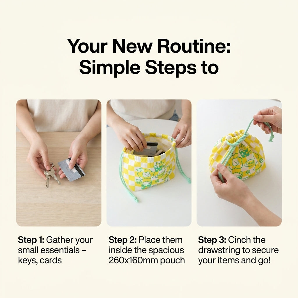 Covy Garden Yellow Drawstring Pouch Bag