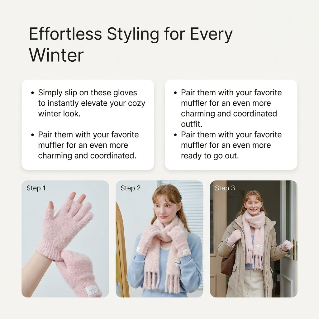 OY Gift Anbrox Soft Fuzzy Fingerless Gloves (3-Pack)