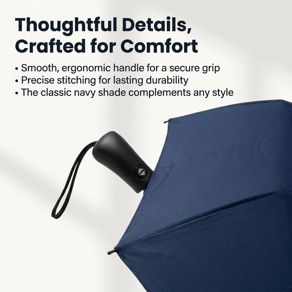 Olive Young Compact Navy Manual 3-Fold Umbrella