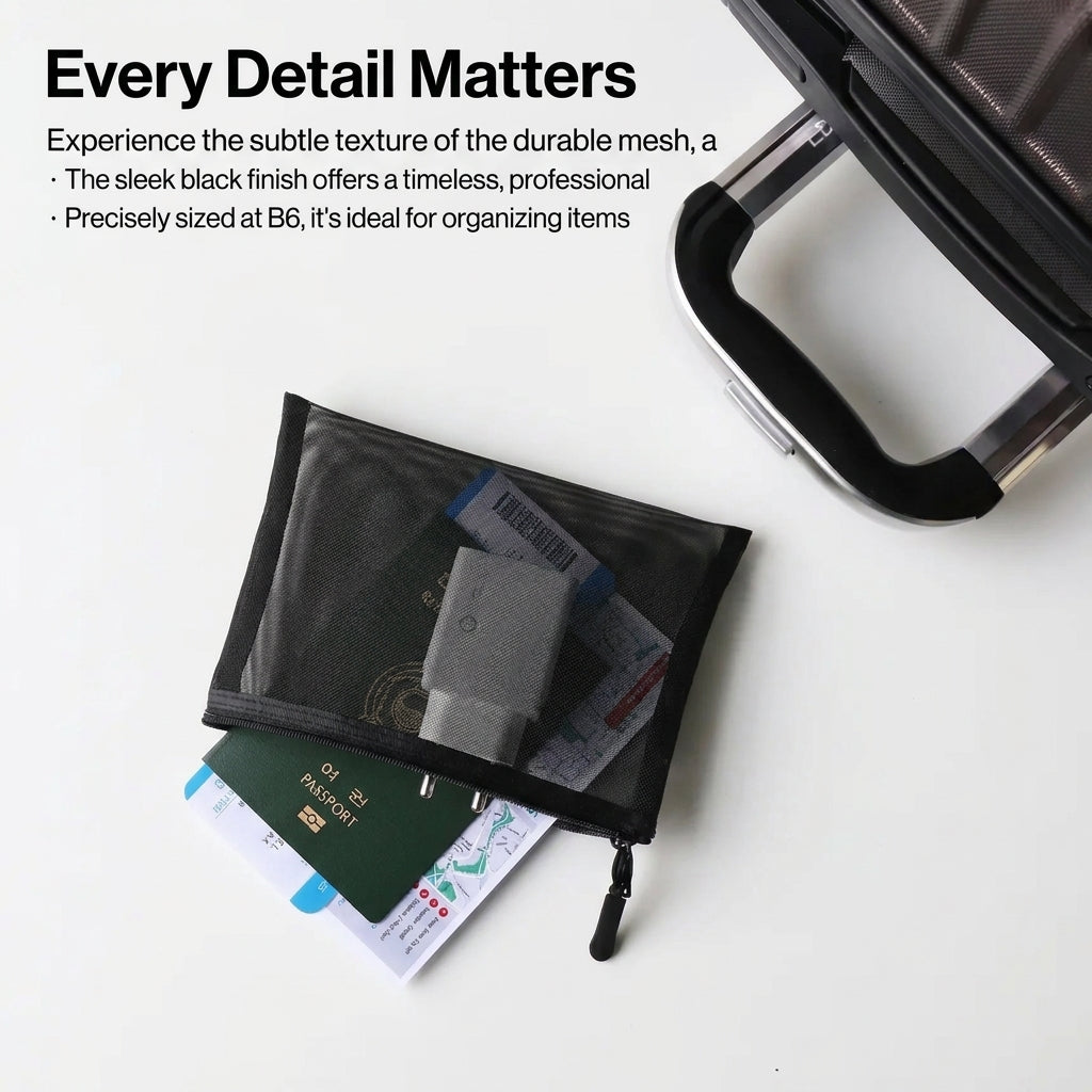 Simple Life B6 Black Mesh Pouch Organizer