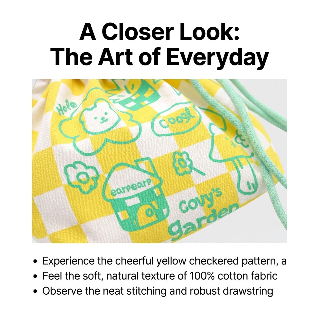 Covy Garden Yellow Drawstring Pouch Bag