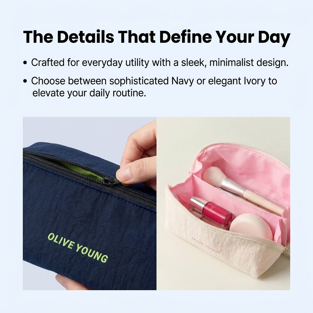 Olive Young Daily Beauty Organizer Set (Navy/Ivory) Cosmetic Storage