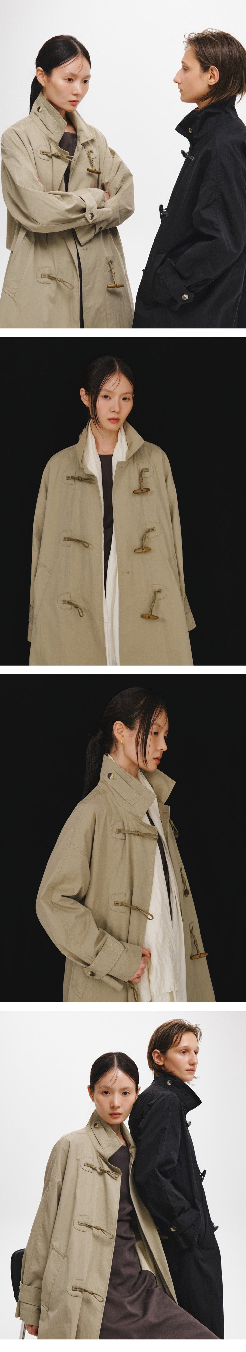 Women's Toggle Button Single Breasted Trench Coat in Beige