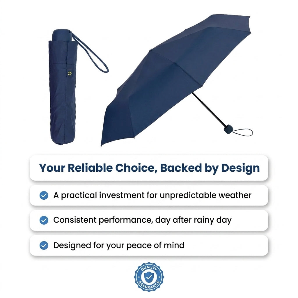 Olive Young Compact Navy Manual 3-Fold Umbrella