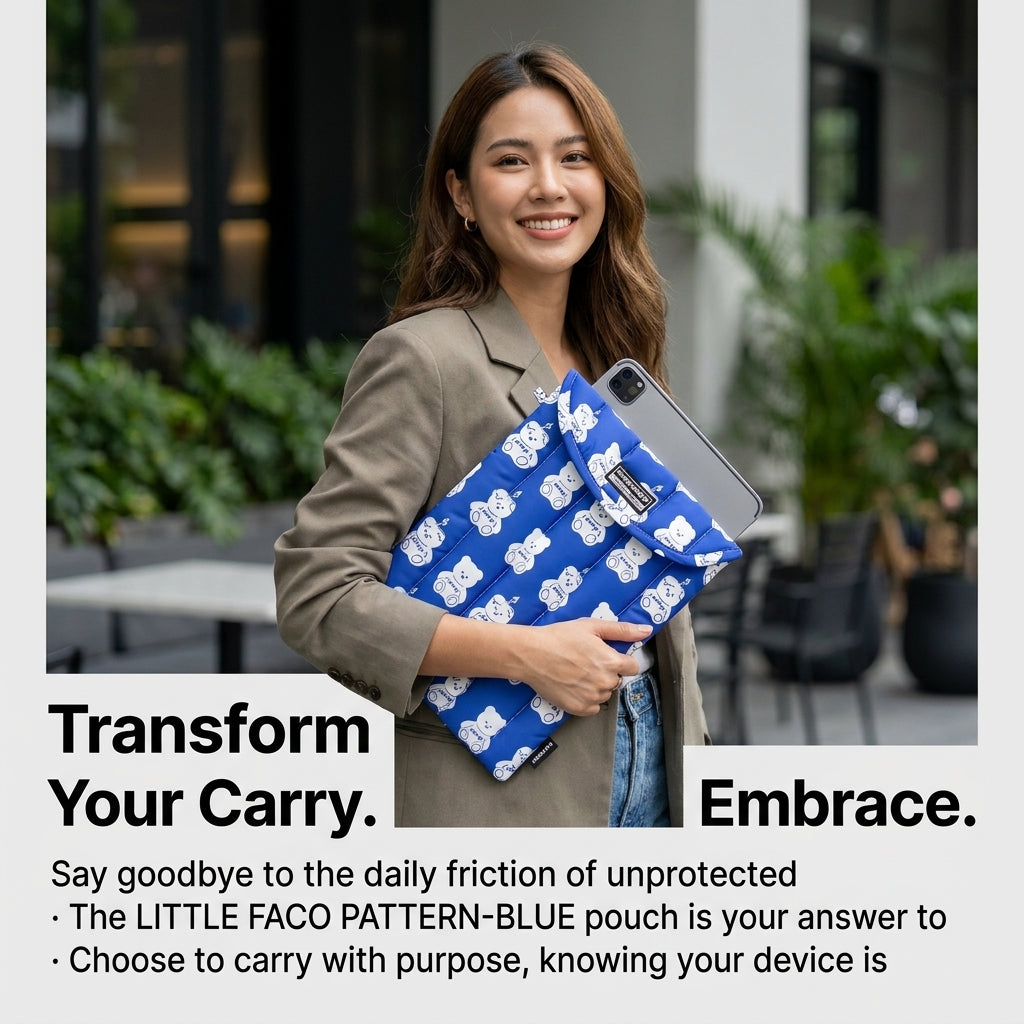 Little Faco Blue Pattern 11-inch Padded Laptop Tablet Pouch