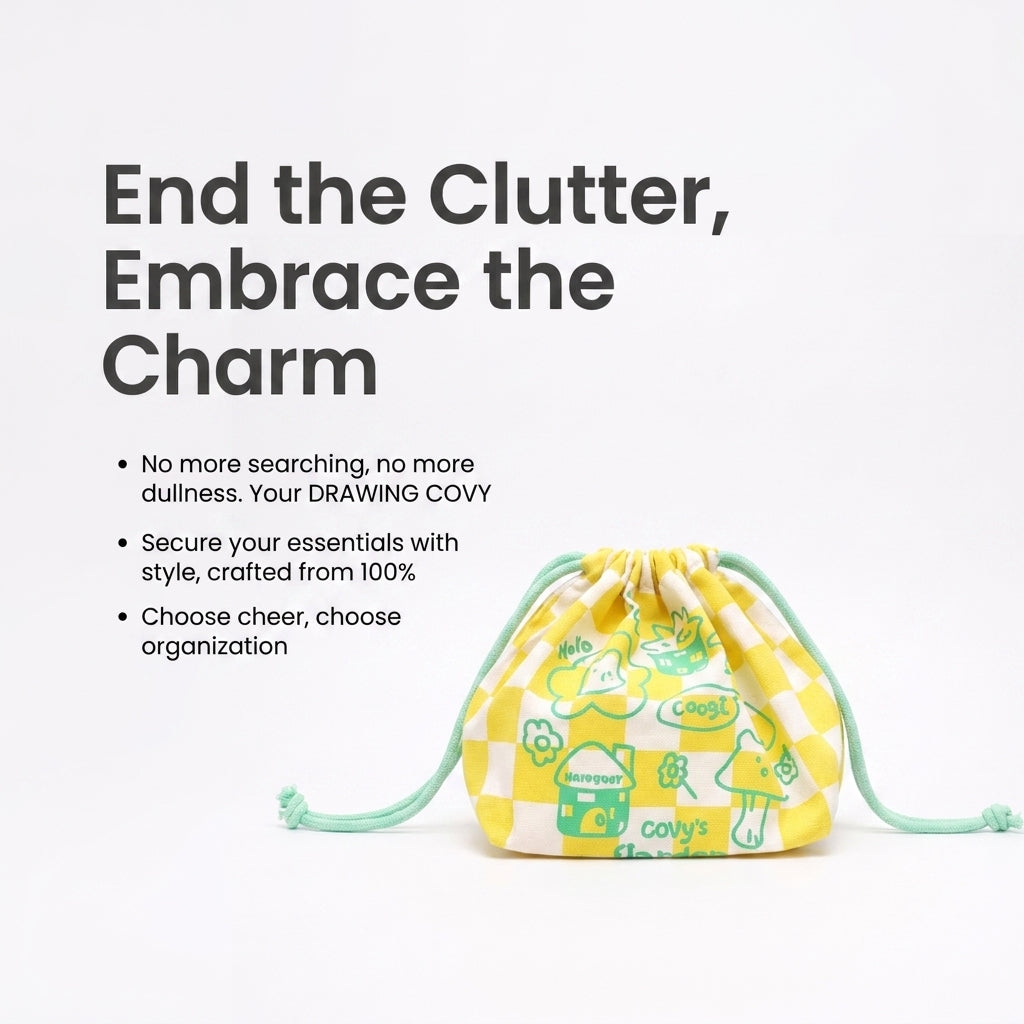 Covy Garden Yellow Drawstring Pouch Bag