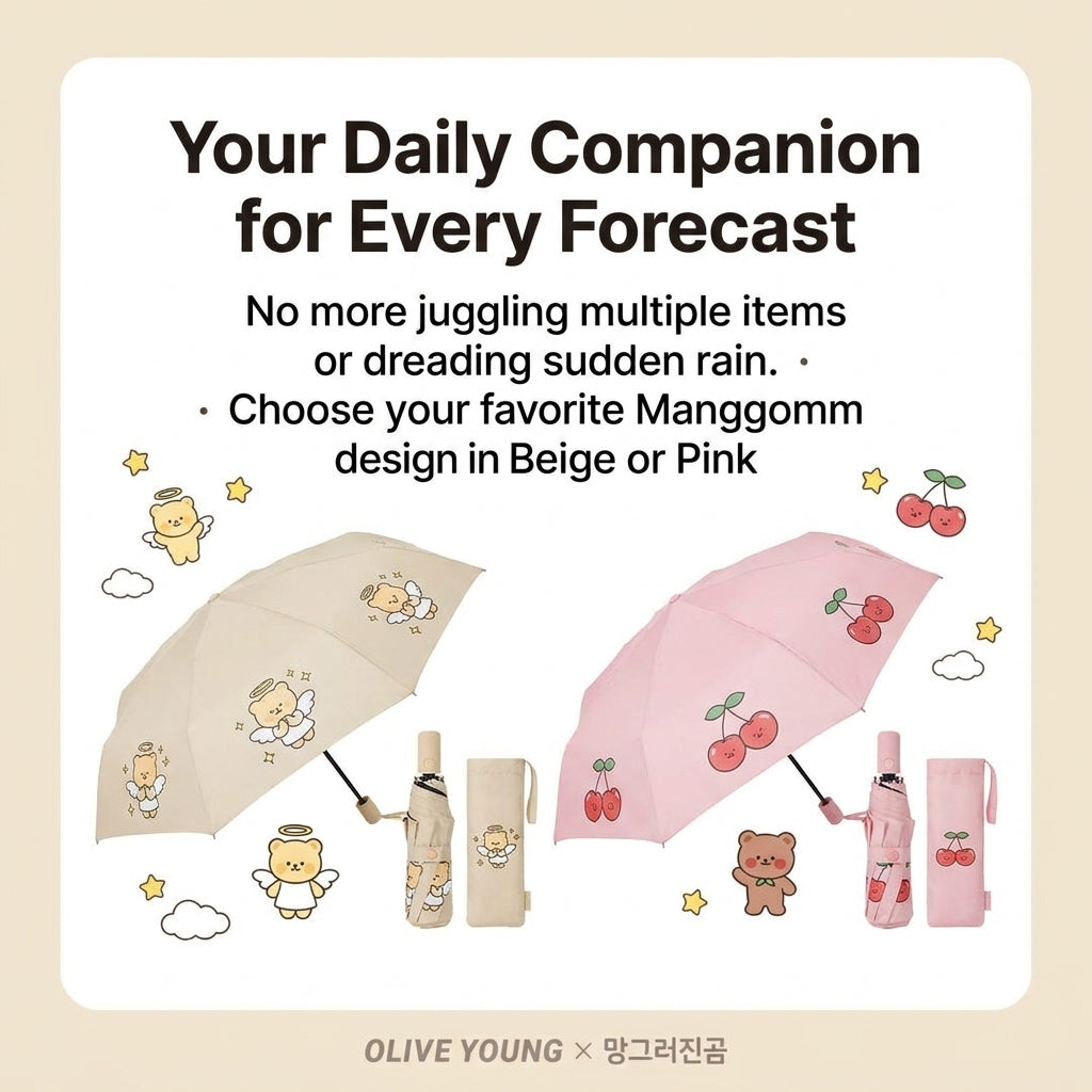Mangom x Olive Young Ultralight UV Umbrella - Beige/Pink (Choose 1)
