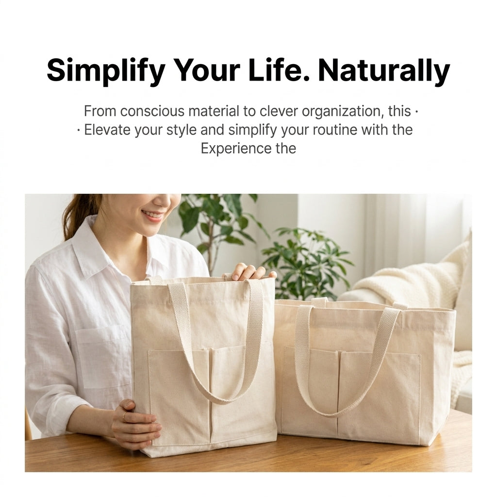 Simple Life Organic Canvas Tote Bag Set (2-Pack)