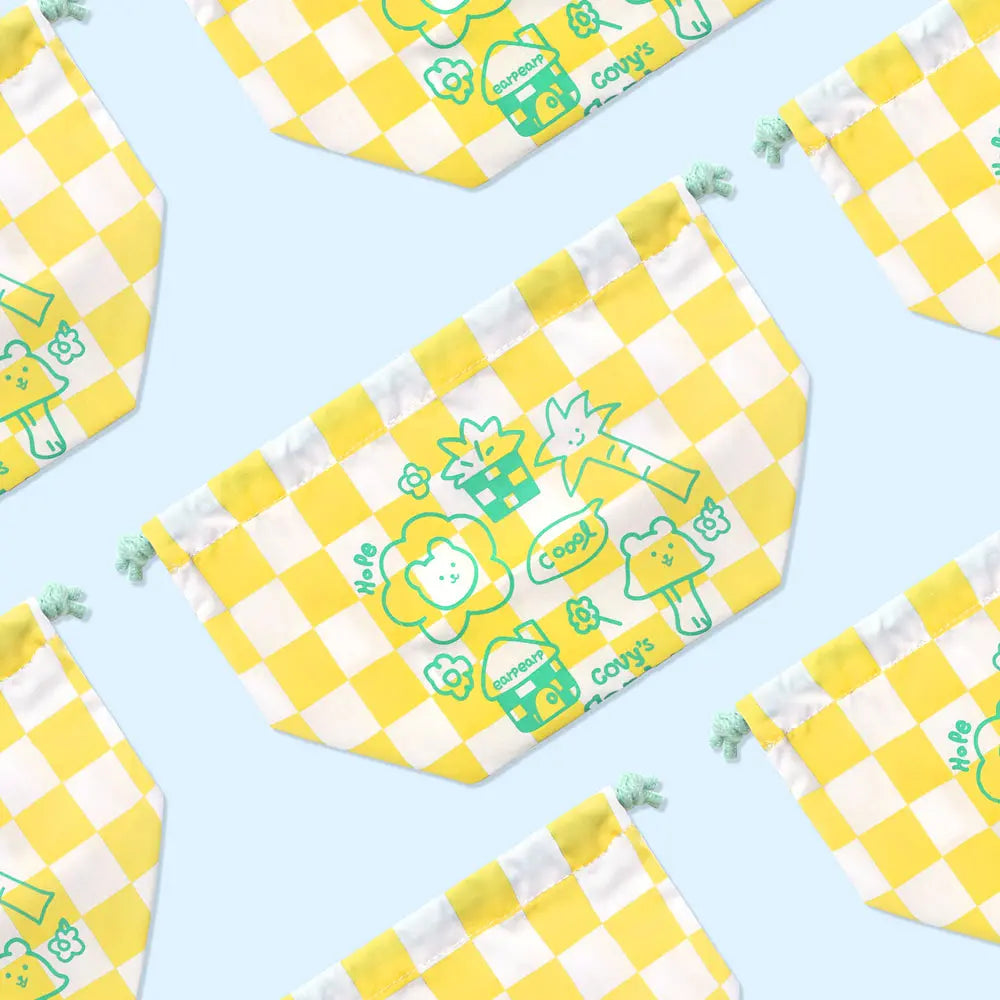 Covy Garden Yellow Drawstring Pouch Bag